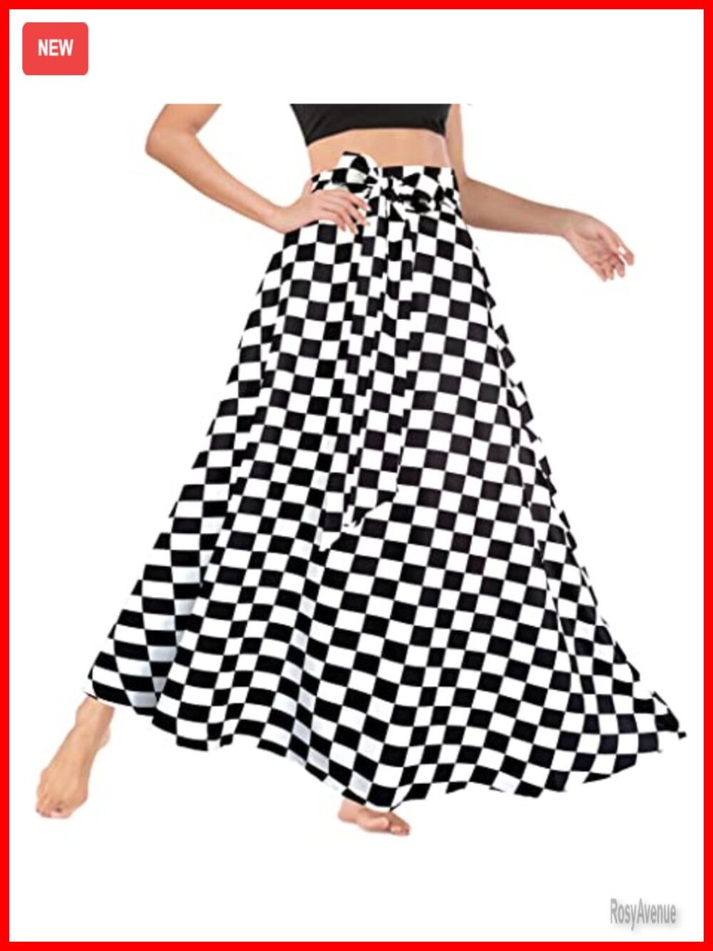 High Waist A-Line Flowy Maxi Skirt with Pockets and Tie Front